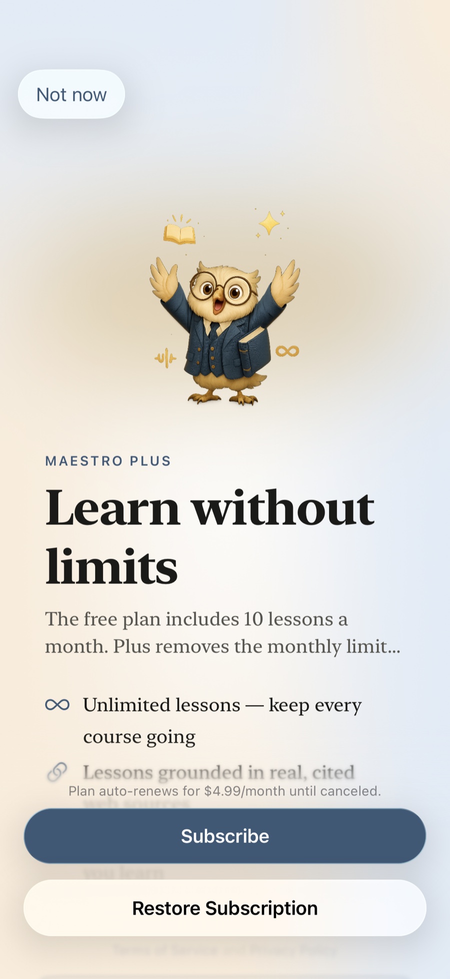 Maestro Plus: 100 lessons a month and the most capable model